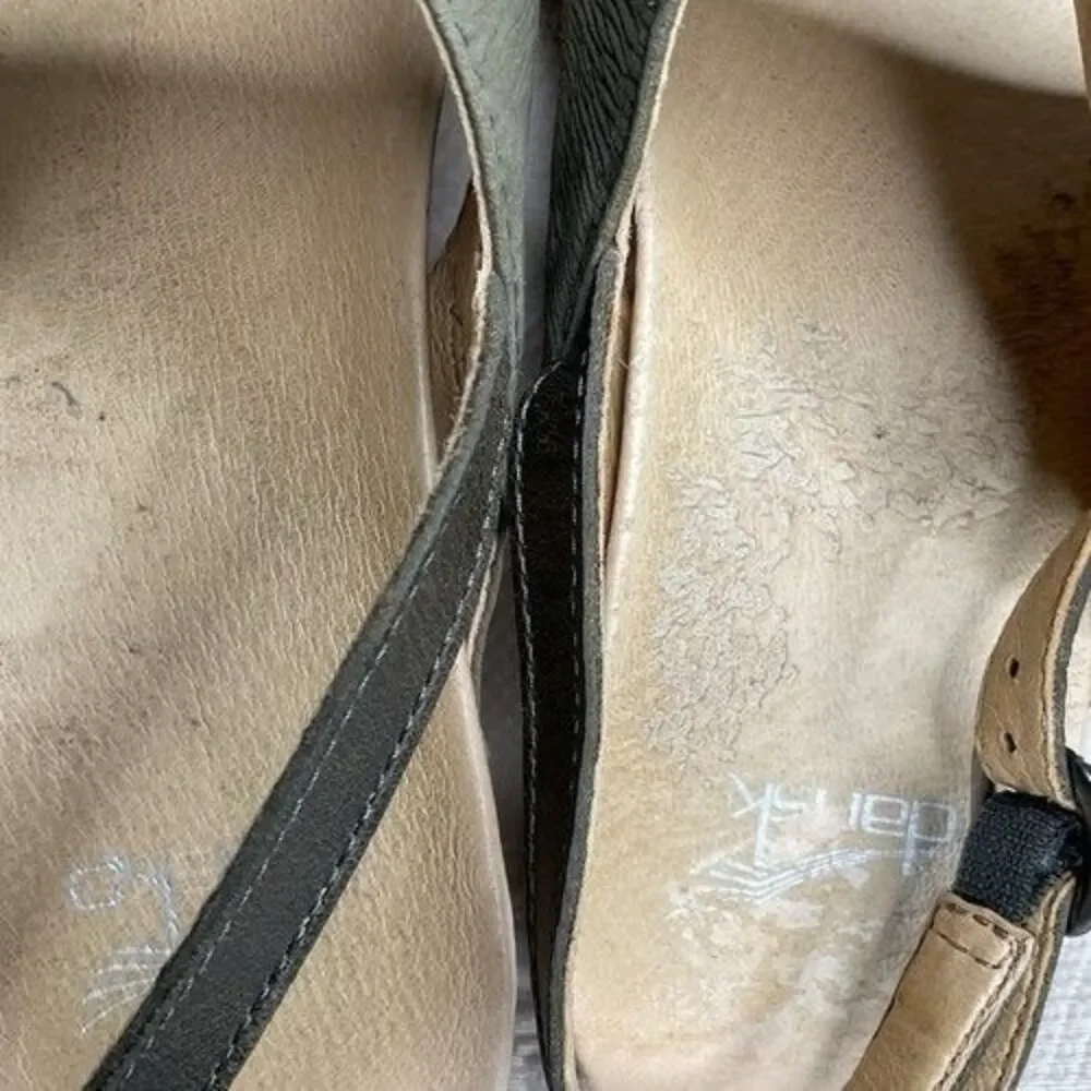 Dansko Tamia‎ Textured Nubuck Leather Wooden Wedge Sandals Women Size 40/US9.5